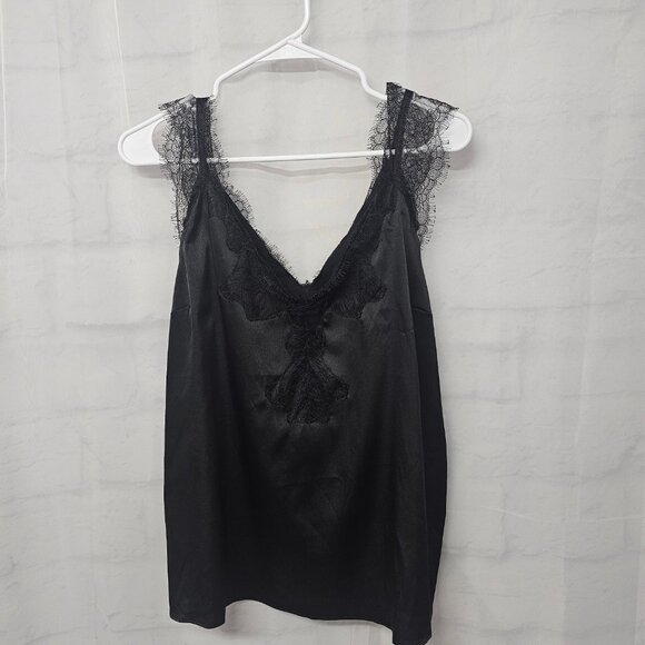 Express Tank Black Grunge Indie Y2K Goth Whimsigoth Dark Fairy Satin Lace L - Picture 8 of 13